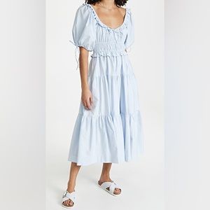 EN SAISON Brielle Cotton Poplin Midi Dress - Blue